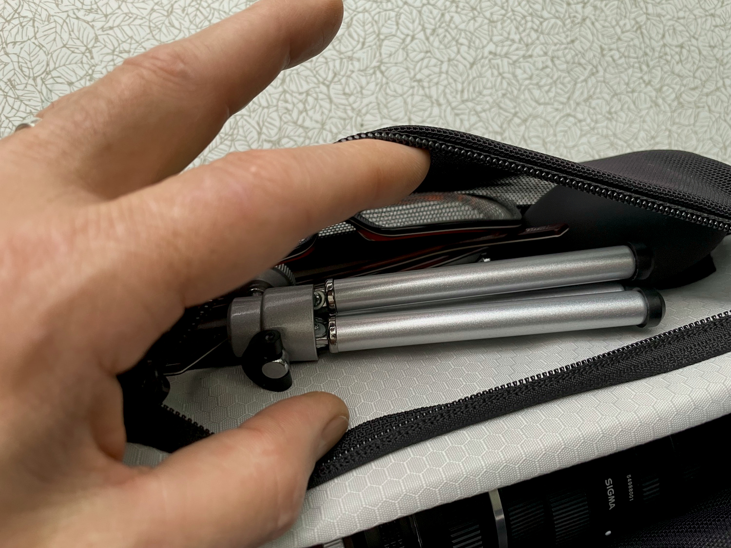 The inner front compartment attached to the front flap.