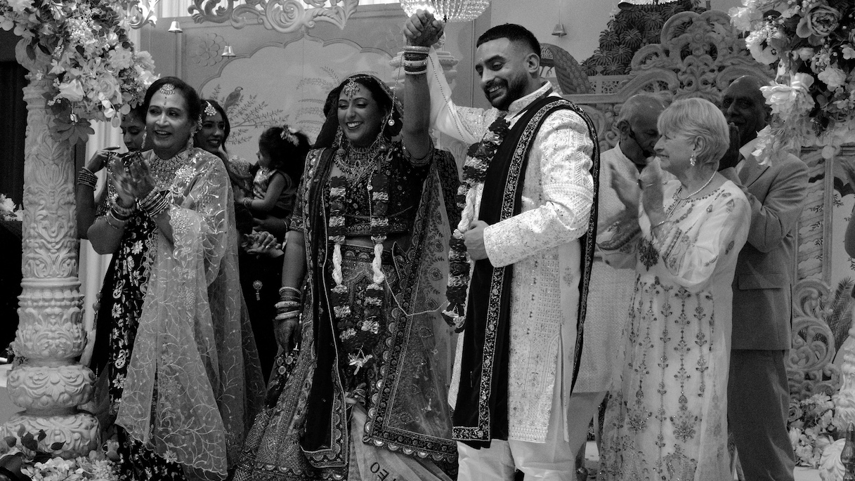 Leo and Davina celebrating the end of the ceremony.